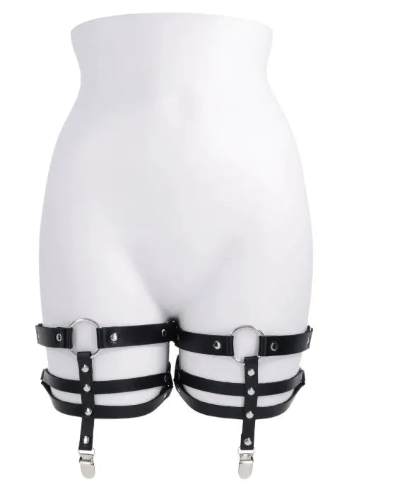Shadow Garters – Faux Leather Garter Straps with Silver Hardware