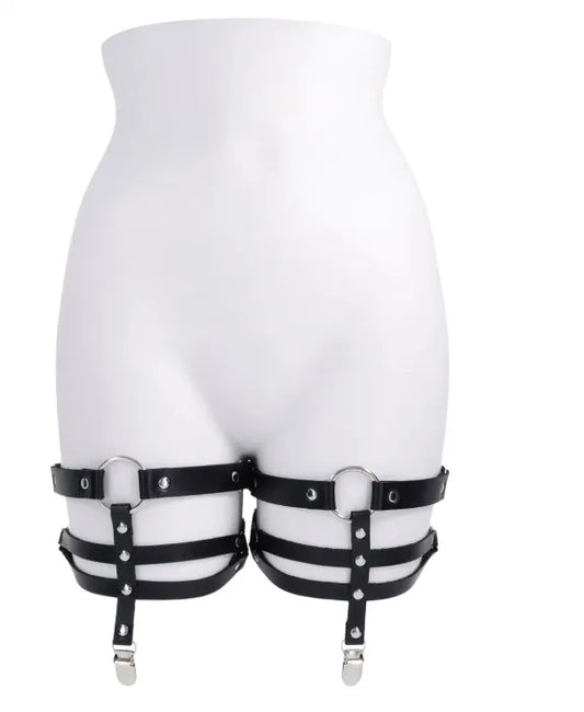Shadow Garters – Faux Leather Garter Straps with Silver Hardware