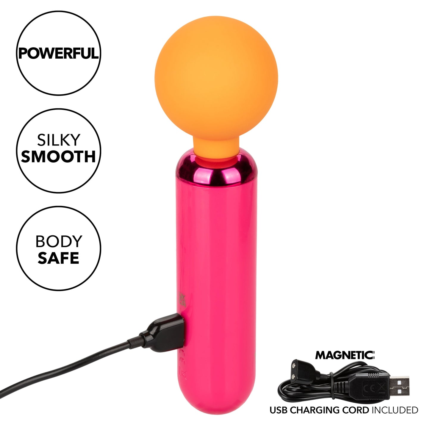 Naughty Bits Home Cumming Queen Vibrating Wand Pink and Orange Silicone Personal Massager