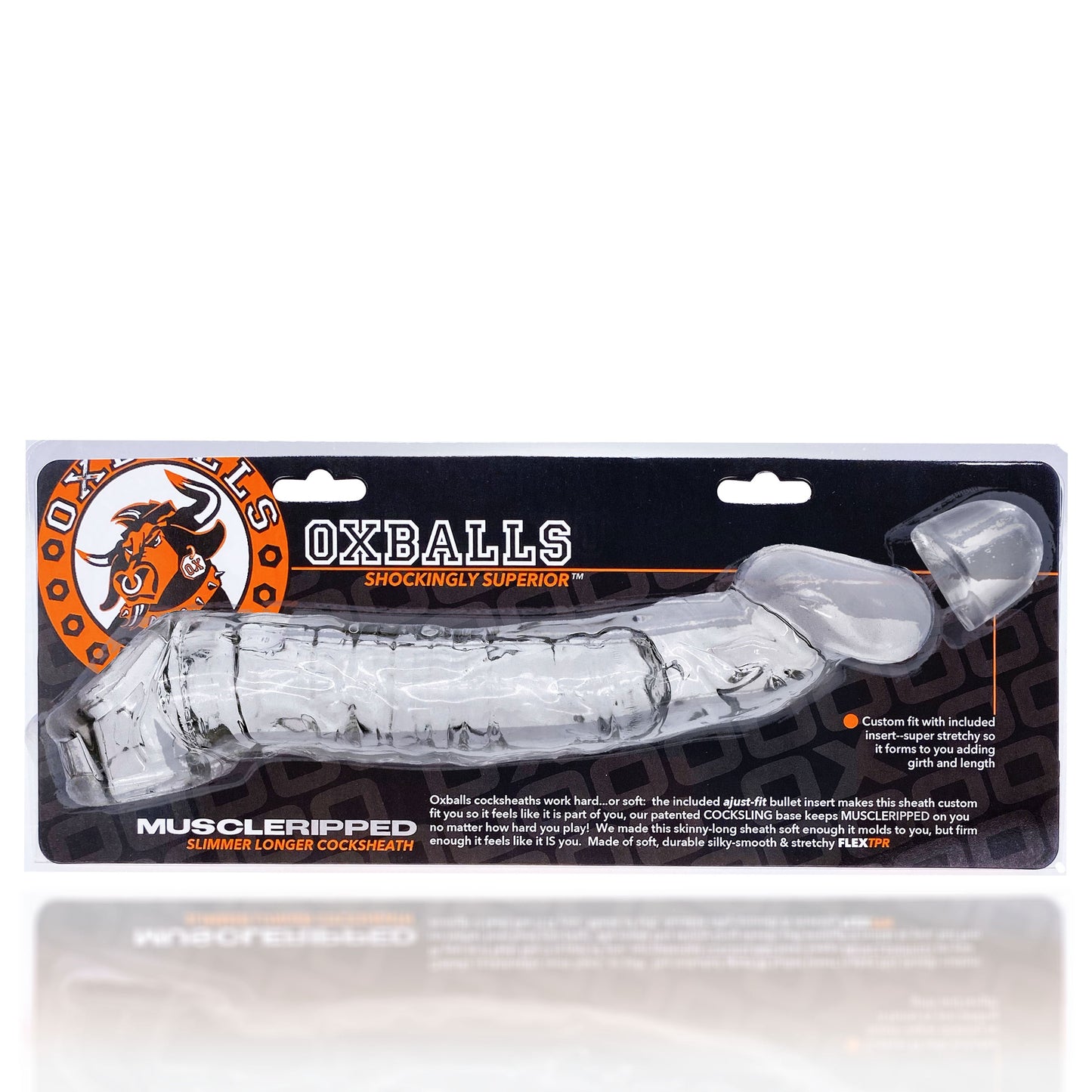 Muscle Ripped Cocksheath Clear - 9 Inch - Adjustable Size Fit