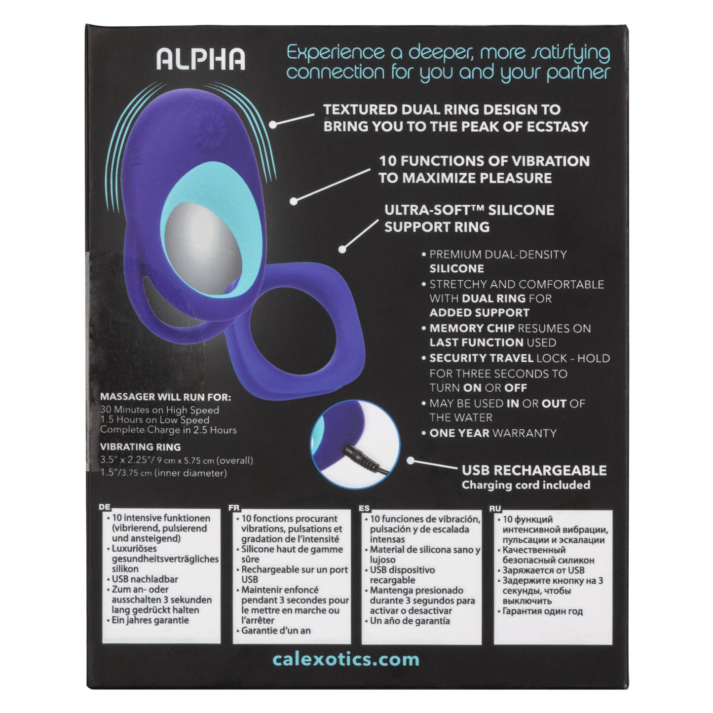 Link Up Alpha Vibrating Couples Enhancer Ring Two-Piece Set Blue and Turquoise Waterproof Silicone