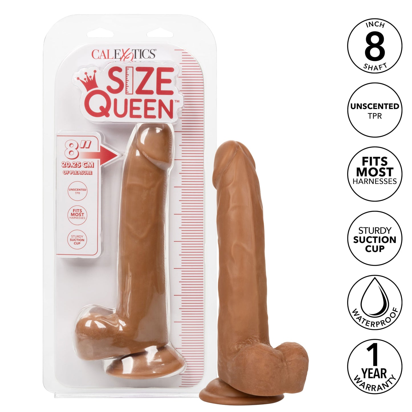 Size Queen 8 Inch Realistic Dong in Ivory