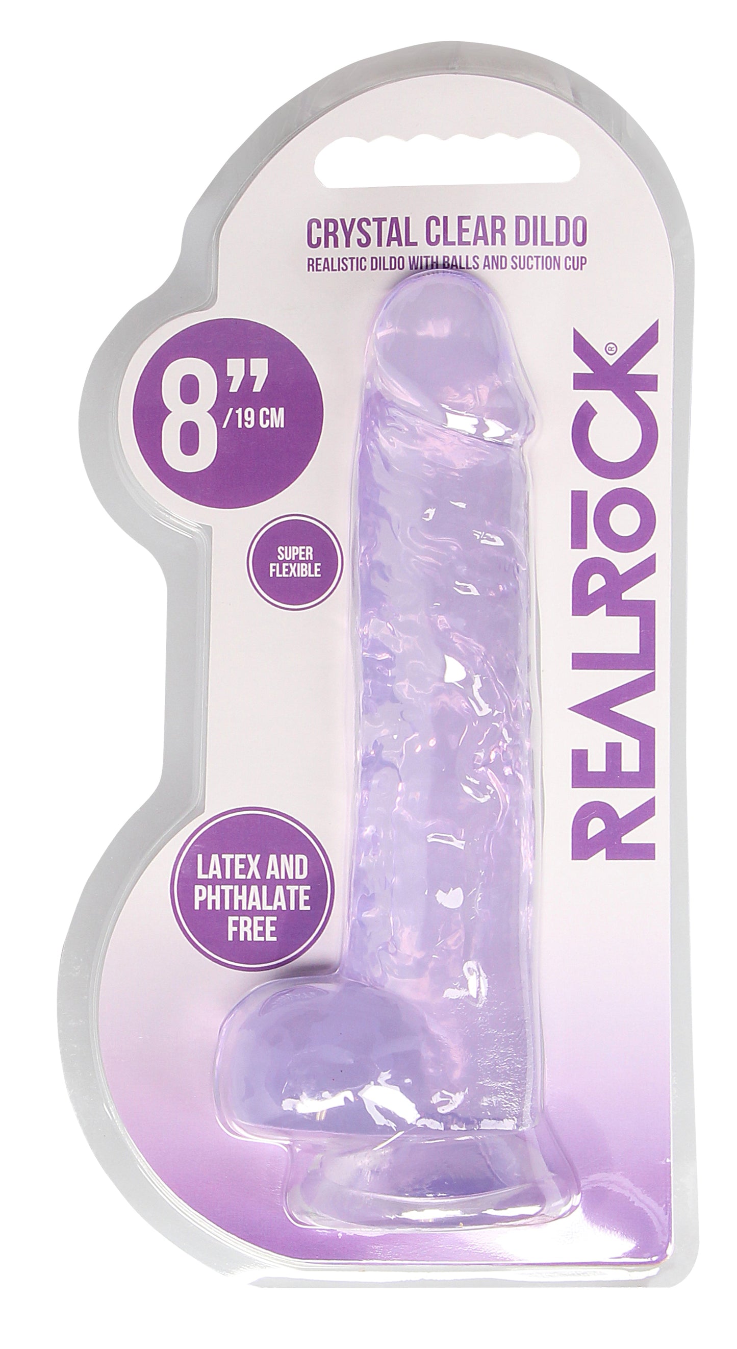 Realrock Crystal Clear (Transparent) – 8 Inch Realistic Dildo with Balls