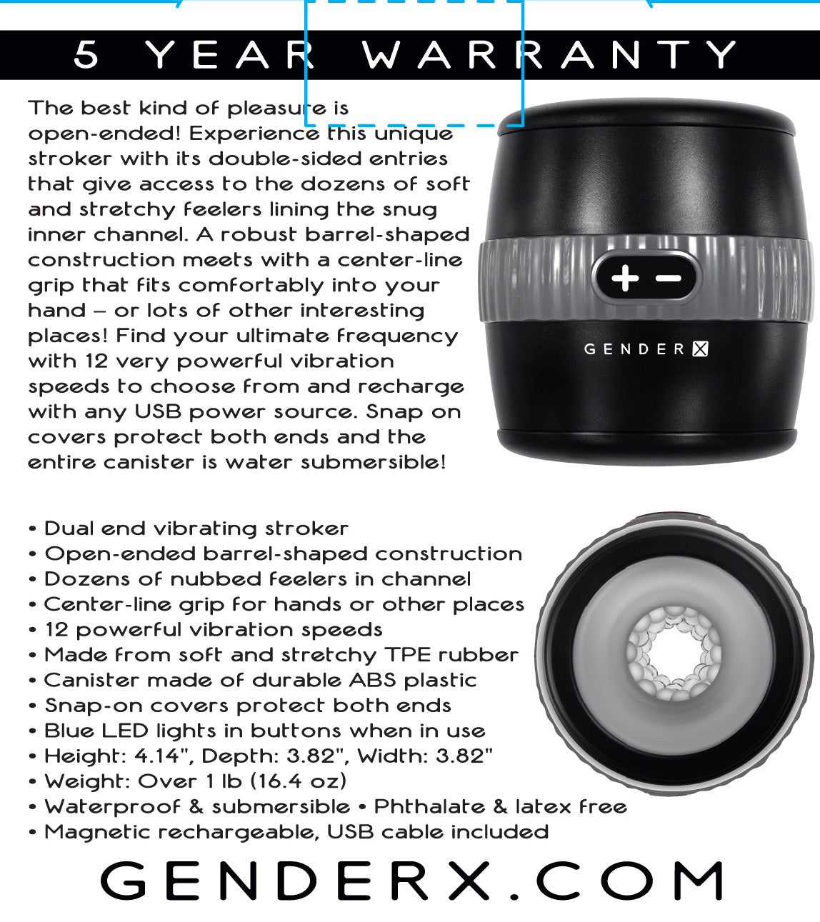 Gender X Barrel of Fun – USB Rechargeable Stroker