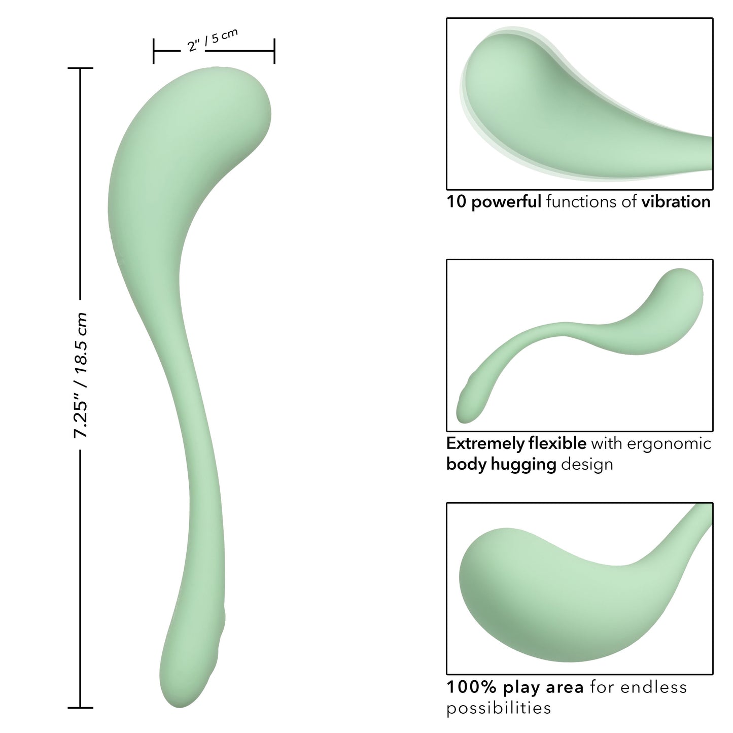 Elle Liquid Silicone Wand Vibrator in Mint Green with 10 Vibration Functions and Rechargeable