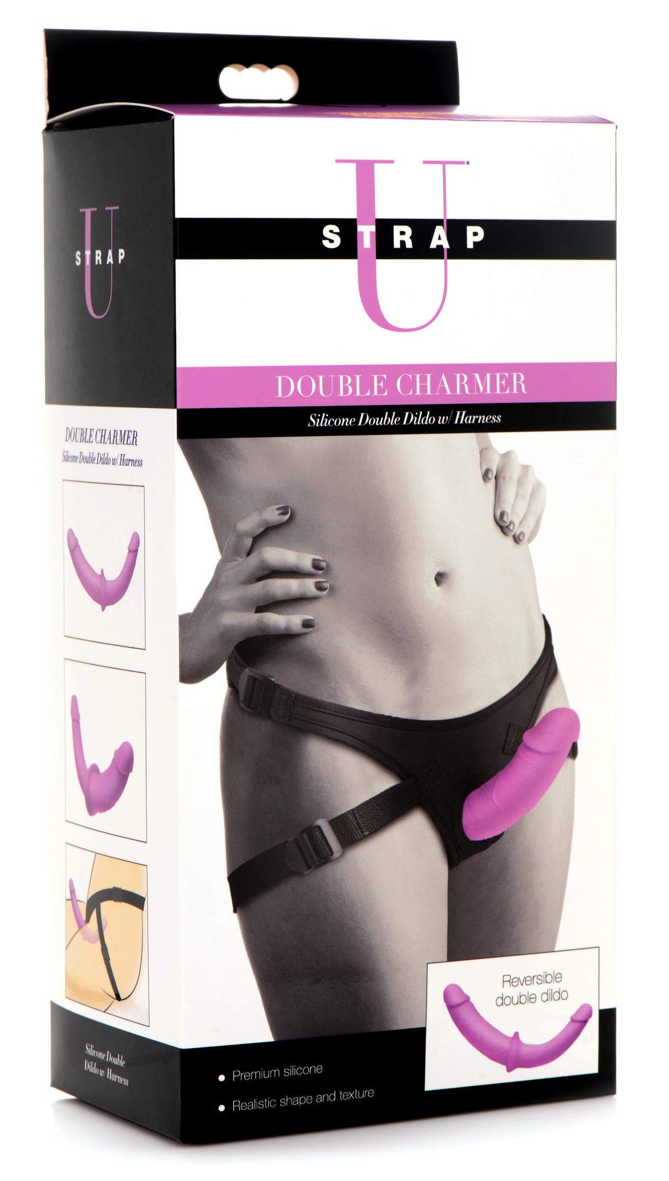 Double Charmer Silicone Double Dildo with Adjustable Harness
