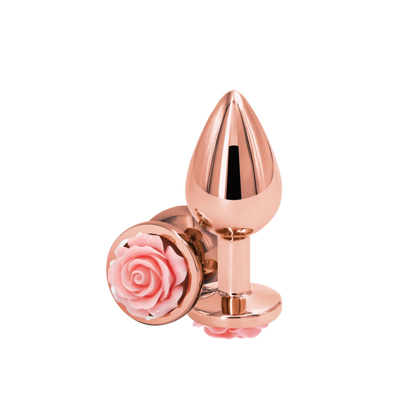 Rear Assets Rose Medium (Pink) – 8.9 cm Chrome-Plated Metal Butt Plug