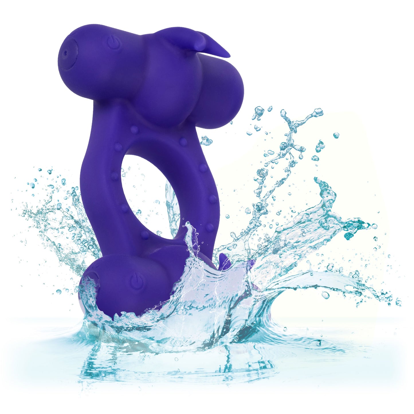 Silicone Triple Orgasm Enhancer in Purple with 12 Vibration Functions and Dual Independent Motors