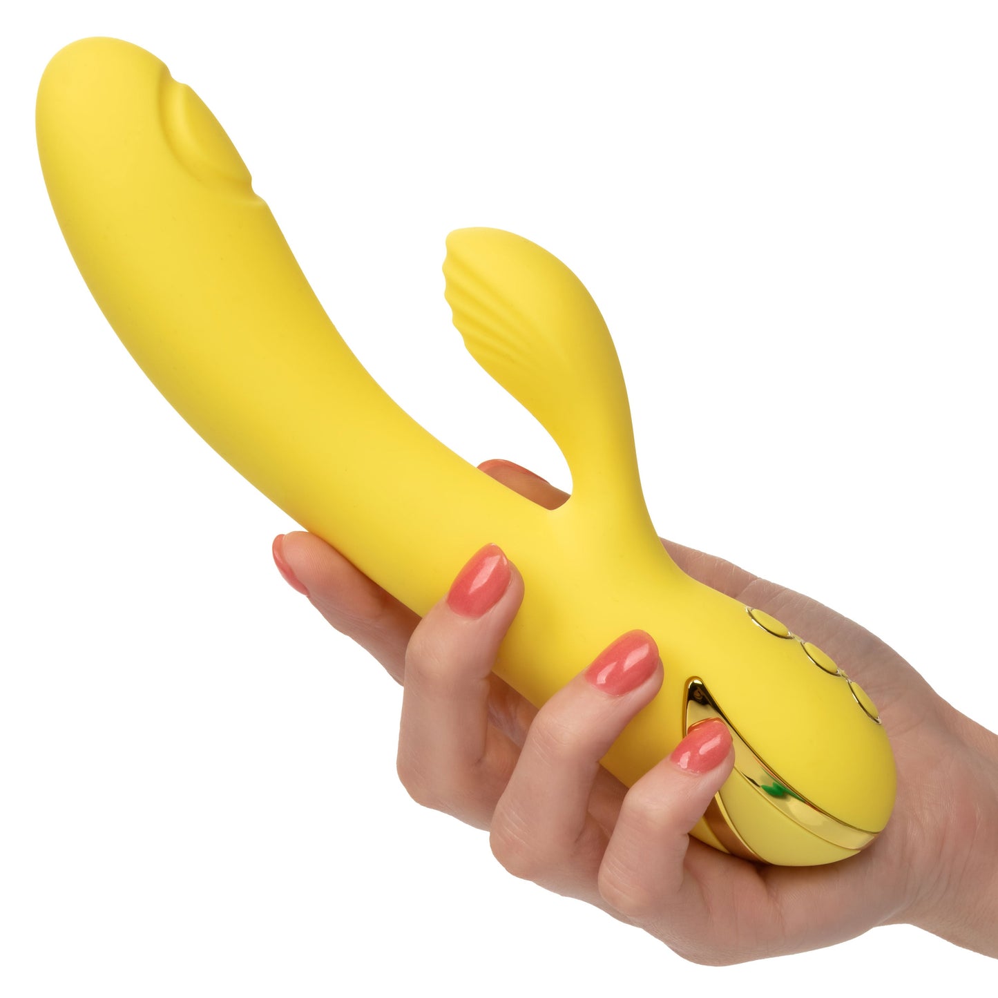 California Dreaming San Diego Seduction Yellow Silicone Dual-Action Massager with Triple Motors and 10 Functions