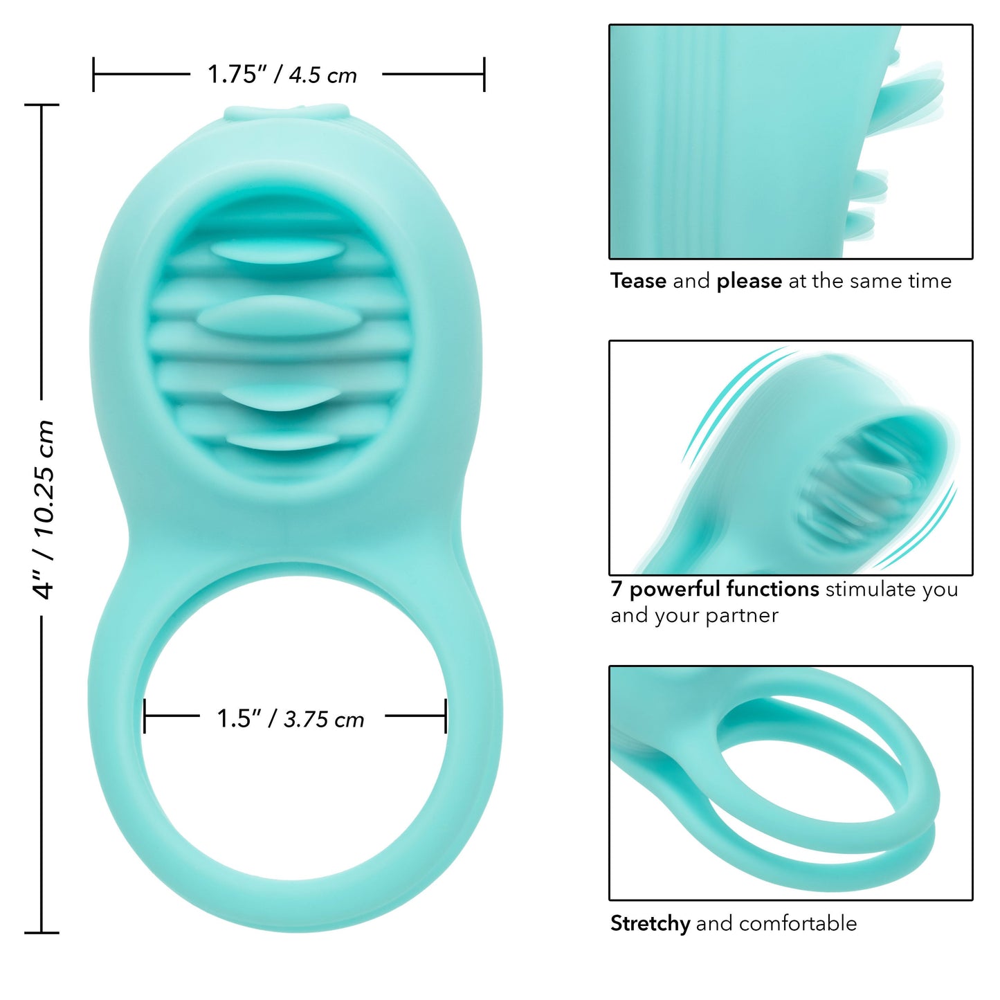 Silicone Rechargeable French Kiss Enhancer – Vibrator with 12 Functions and Flickering Teaser Ring