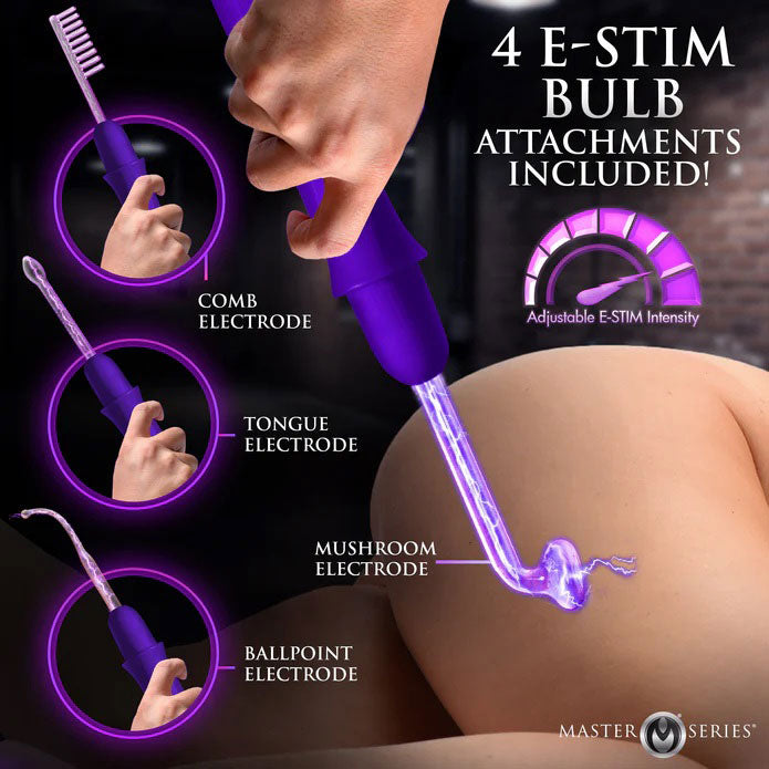 Elektrawand Rechargeable Violet Wand (Purple) – Cordless Electro Stimulation Wand with Attachments