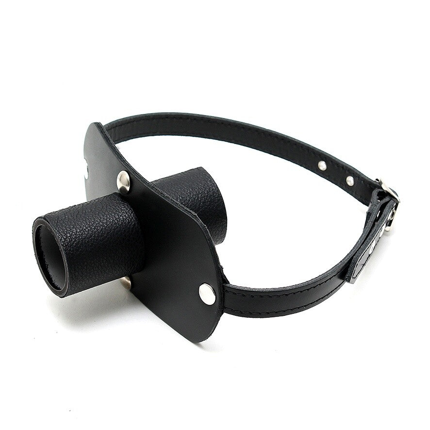 Rimba Leather Gag With Urine Tube – Adjustable Leather Gag