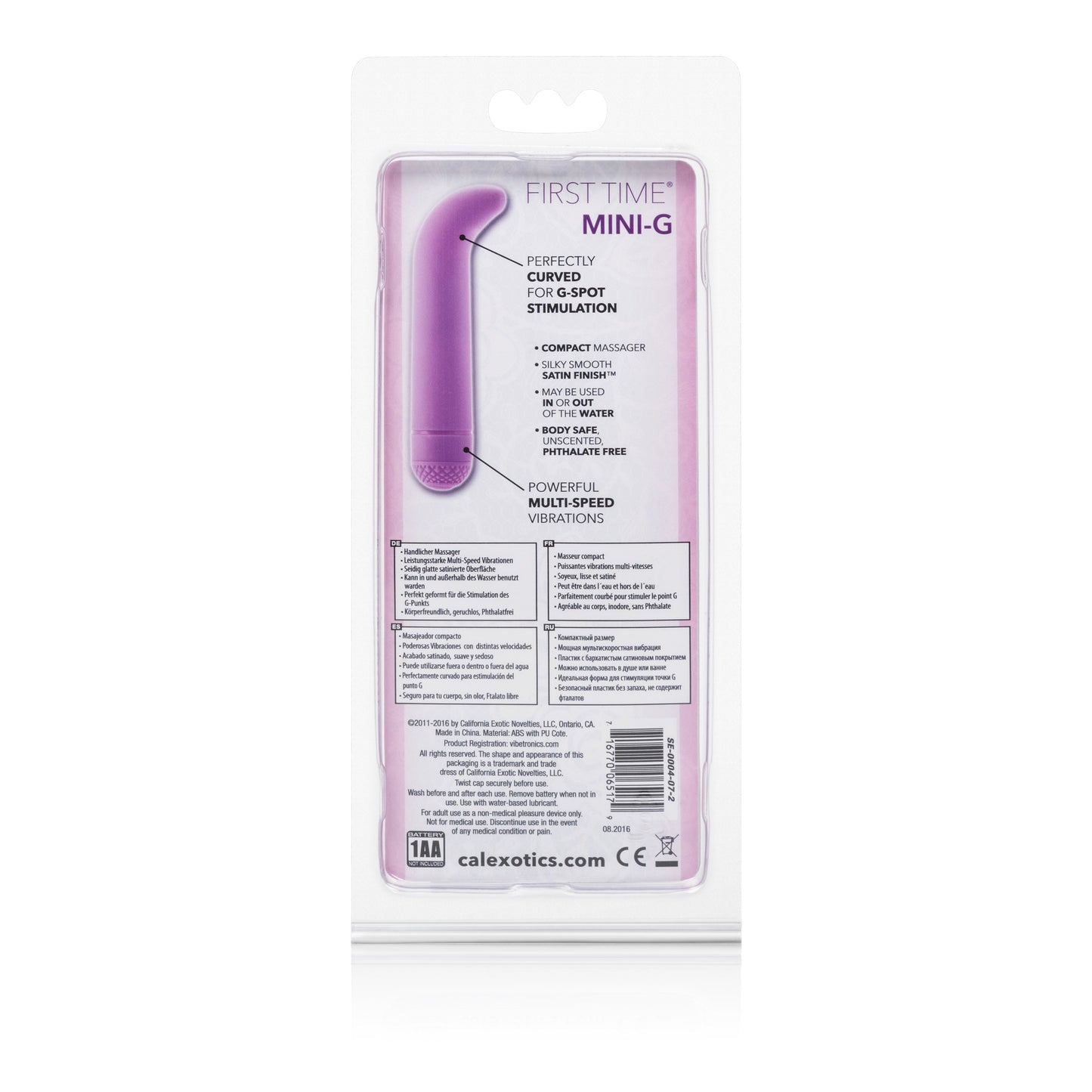 First Time Mini-G Purple 4.5 Inch Multi-Speed G-Spot Vibrator with Curved Tip and Waterproof Design