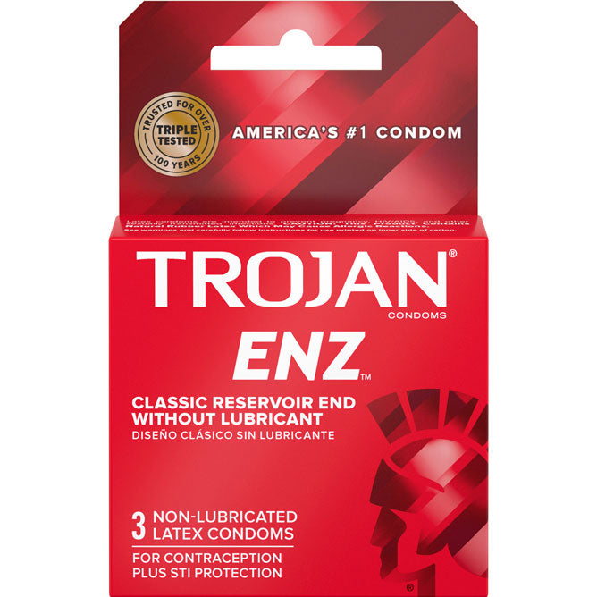 Trojan Enz Non-Lubricated Latex Condoms 3 Pack Adult Intimacy