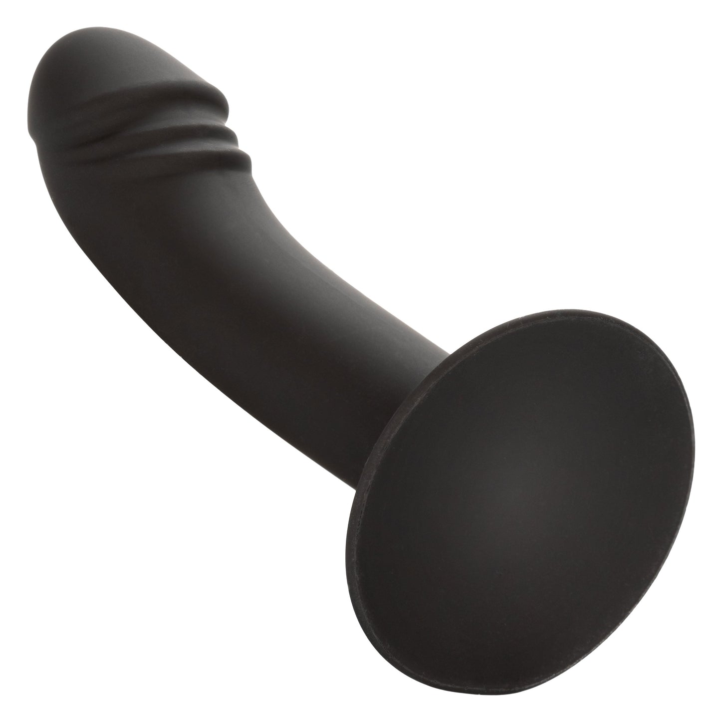 CalExotics Silicone Curved Anal Stud Black Smooth Silicone with Suction Cup Base 5 Inch