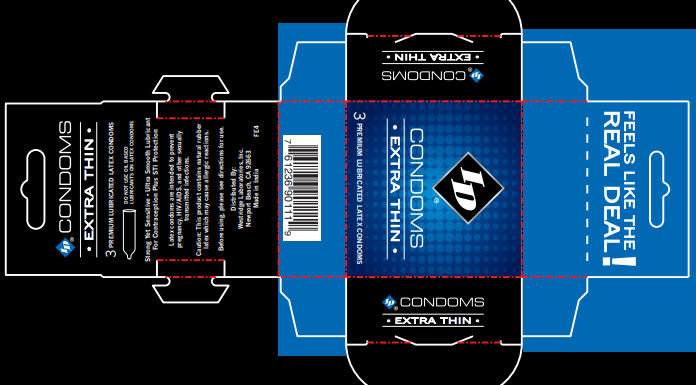 ID Extra Thin Condoms - 3 Pack