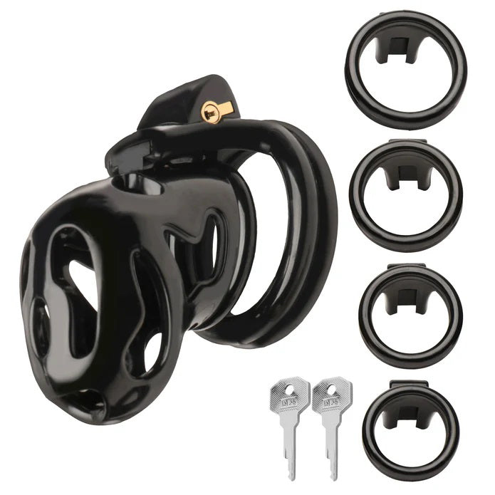 Hard Stop Double Ring Chastity Cage Black
