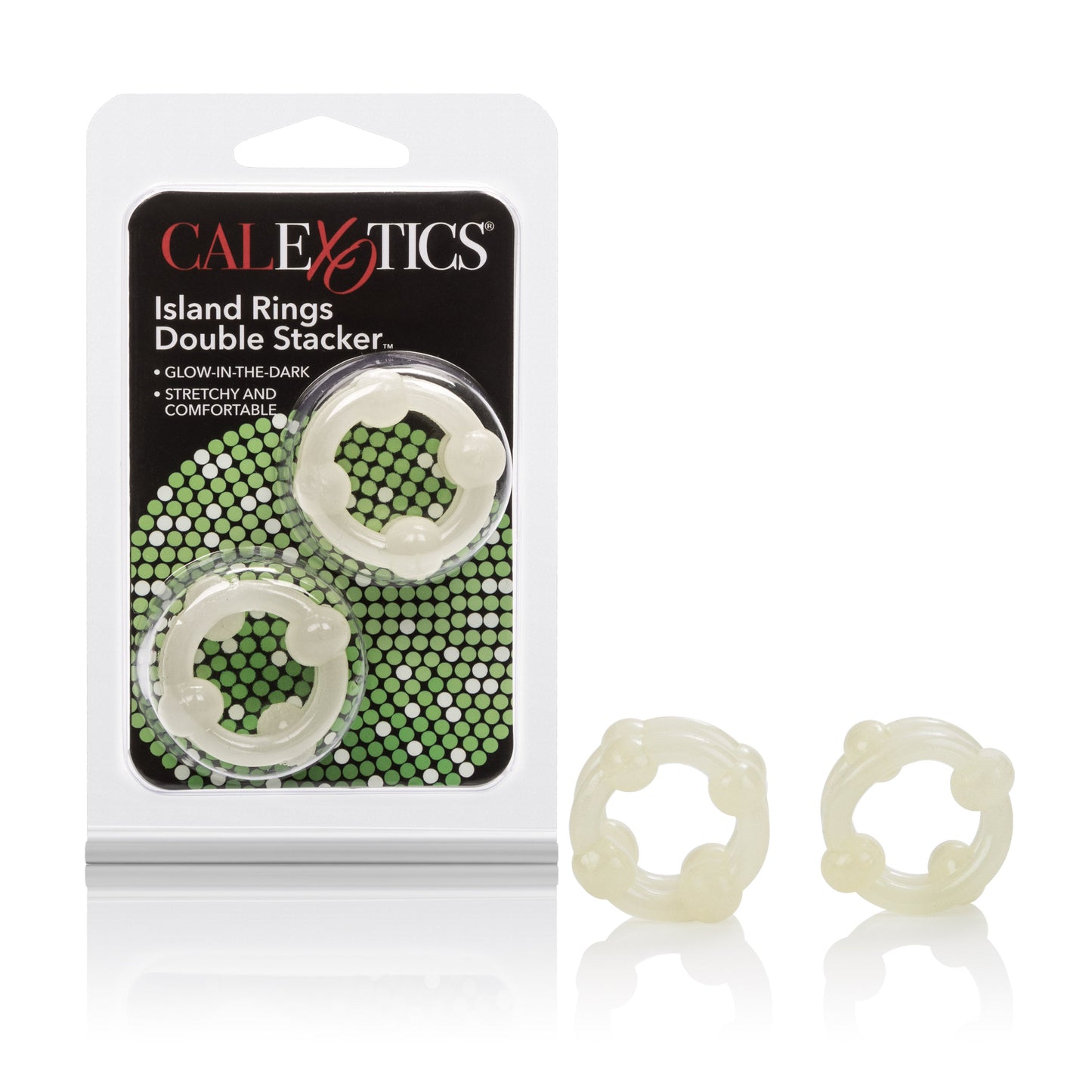 Island Rings Double Stacker Glow In The Dark Stretchy Cock Rings 0.75 Inch 2 Cm Duo
