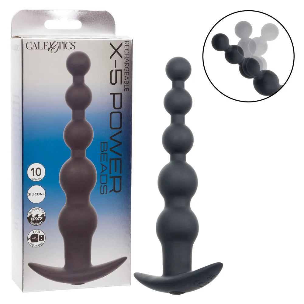 Rechargeable X-5 Power Beads (Black) – Flexible Vibrating Power Beads