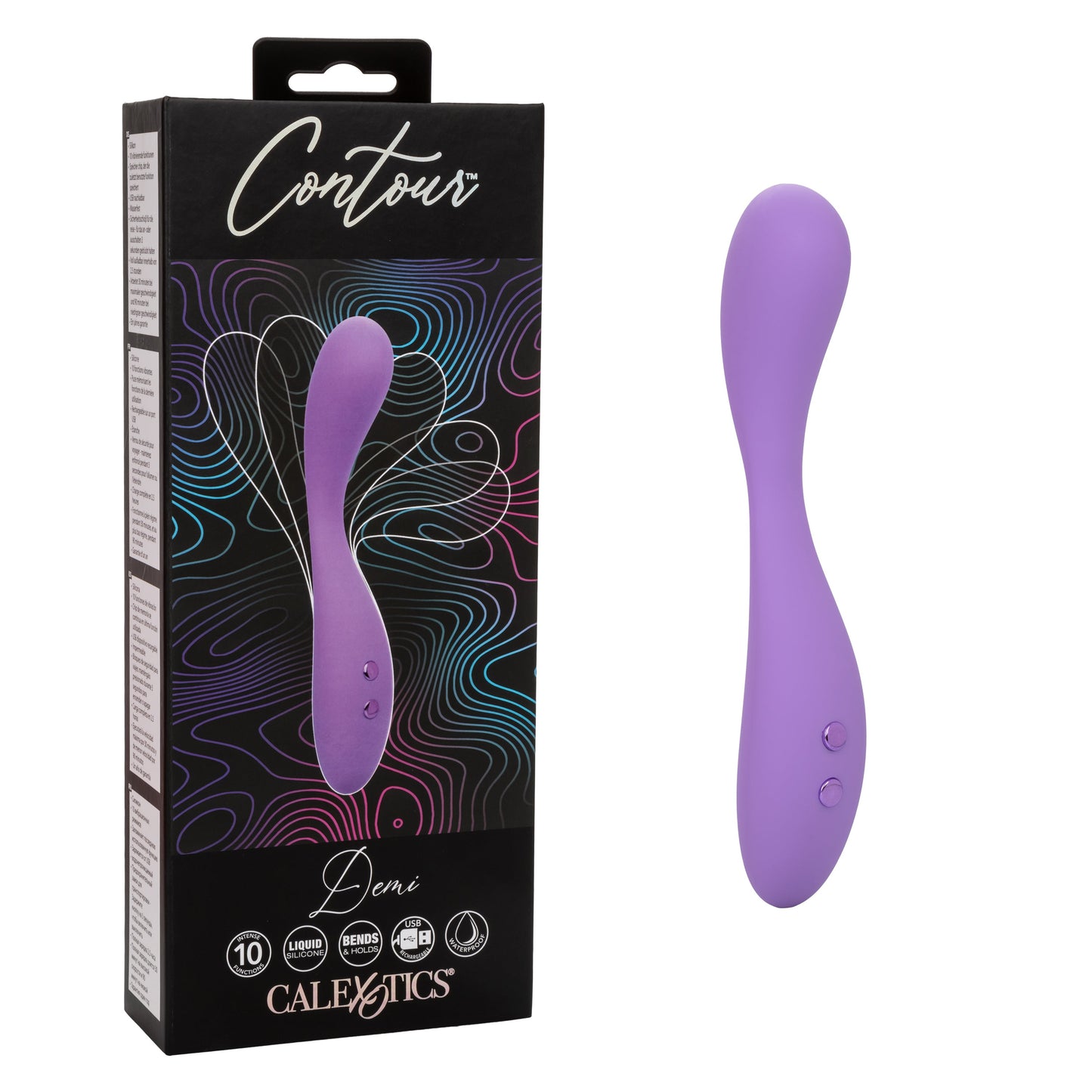 Contour Demi Purple Flexible Liquid Silicone Massager with 10 Vibration Functions and Waterproof Design