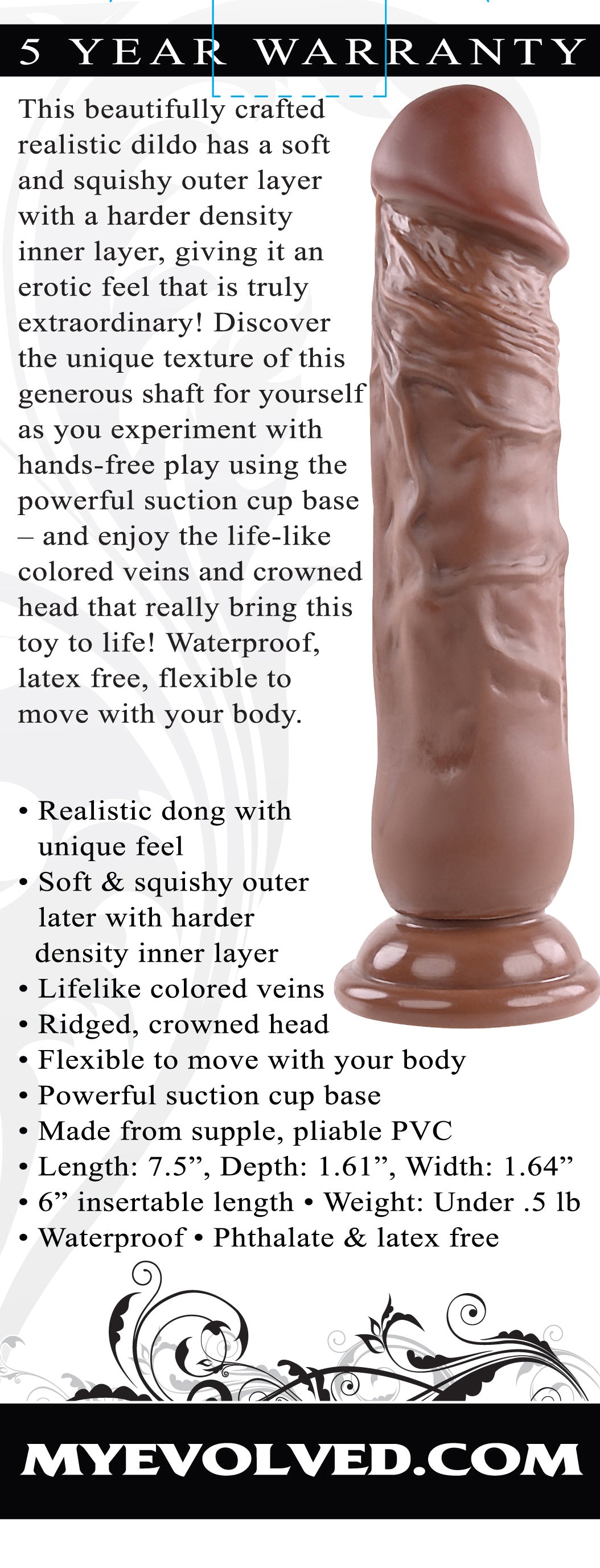 Evolved 7 Inch Realistic Dong (Flesh Brown) – Realistic Dong 7 Inch