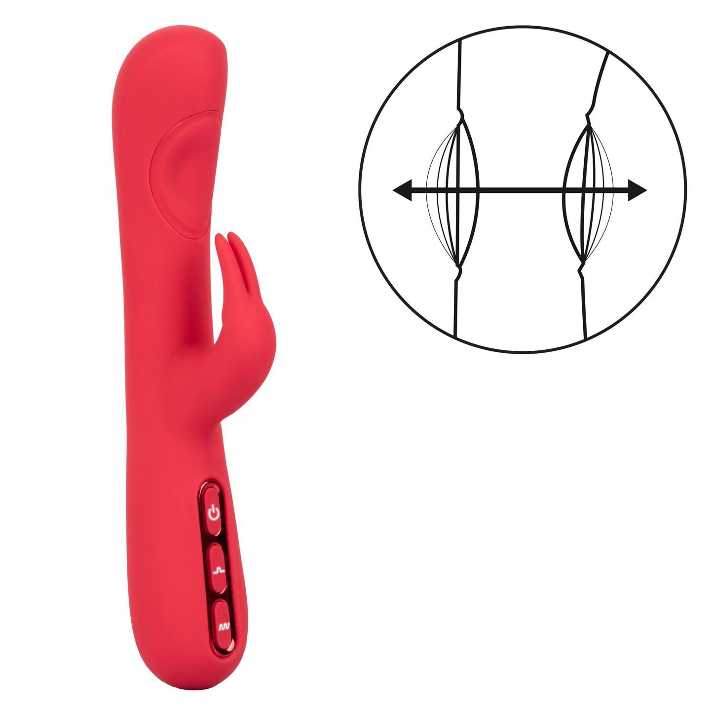 Throb Pulse Red Silicone Rabbit Vibrator with Double Thumping Action and 7 Vibration Functions