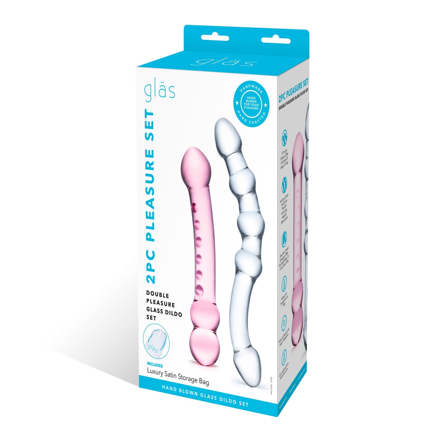 Glas Double Pleasure 6 Inch and 7.5 Inch Two-Piece Glass Dildo Set