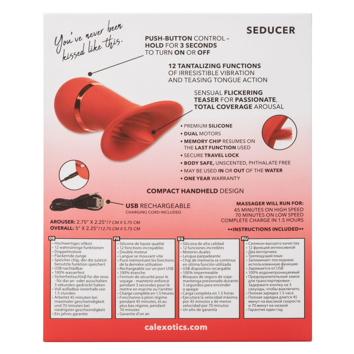 French Kiss Seducer – Compact Massager with 12 Functions Vibrator