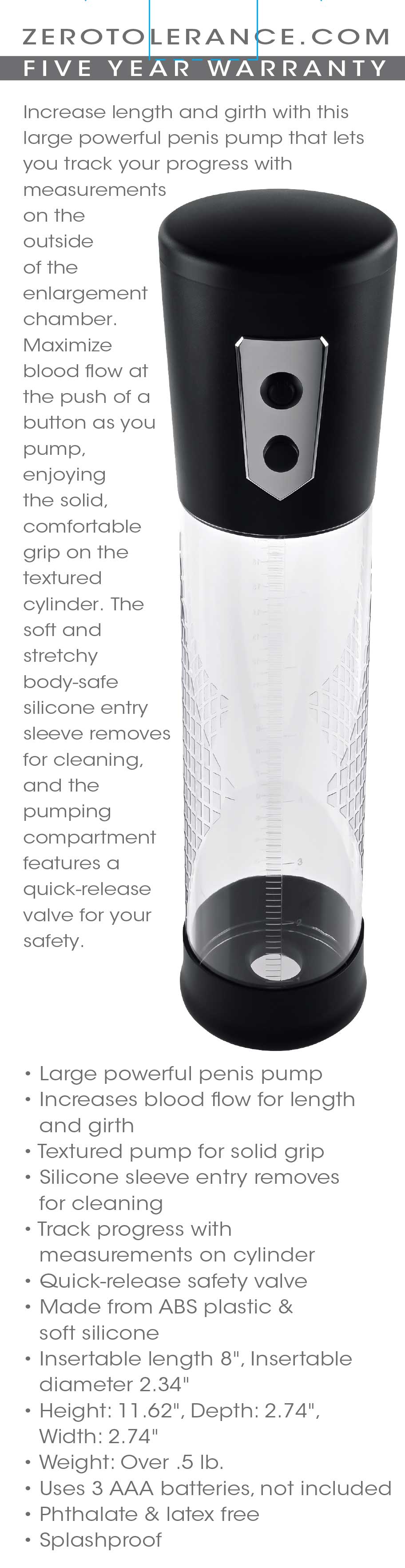 Pump Up The Volume – Large Powerful Penis Pump With Measurement Tracking And Textured Grip