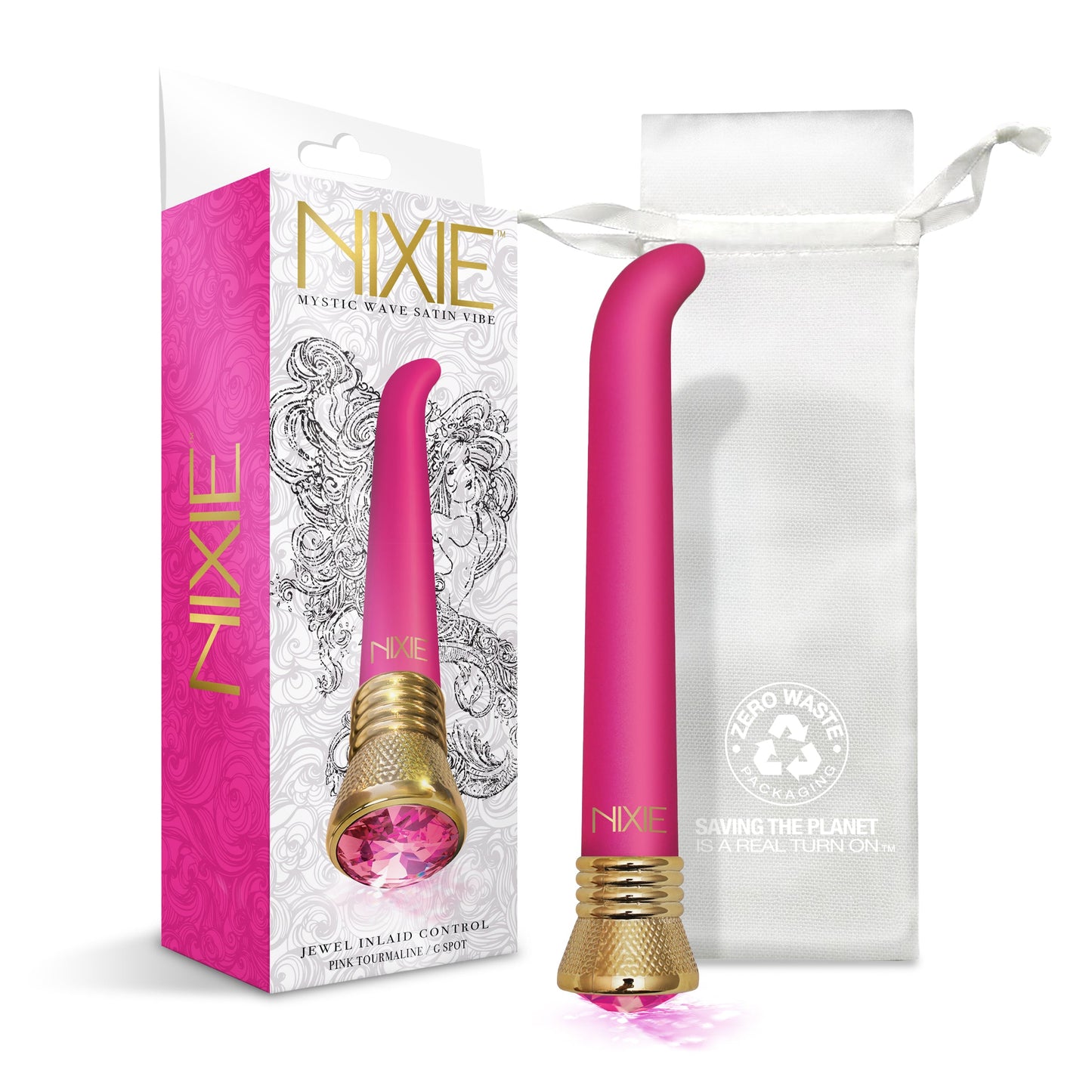 Nixie Jewel Satin G Vibe Pink Tourmaline 7 Inch Waterproof Multi-Speed Vibrator