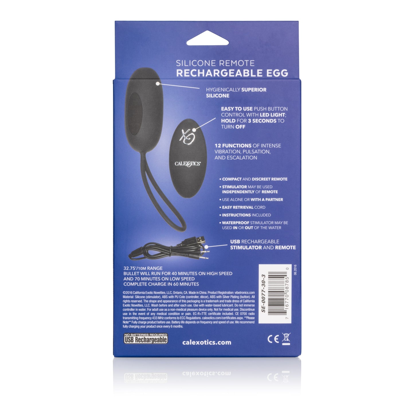 Silicone Remote Egg Black With 12 Vibration Functions and Remote Control
