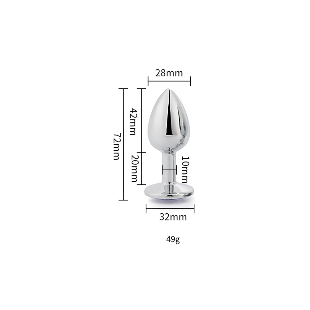 Toosh Silver Metal Butt Plug Small (Clear Stone) – Smooth Small Butt Plug