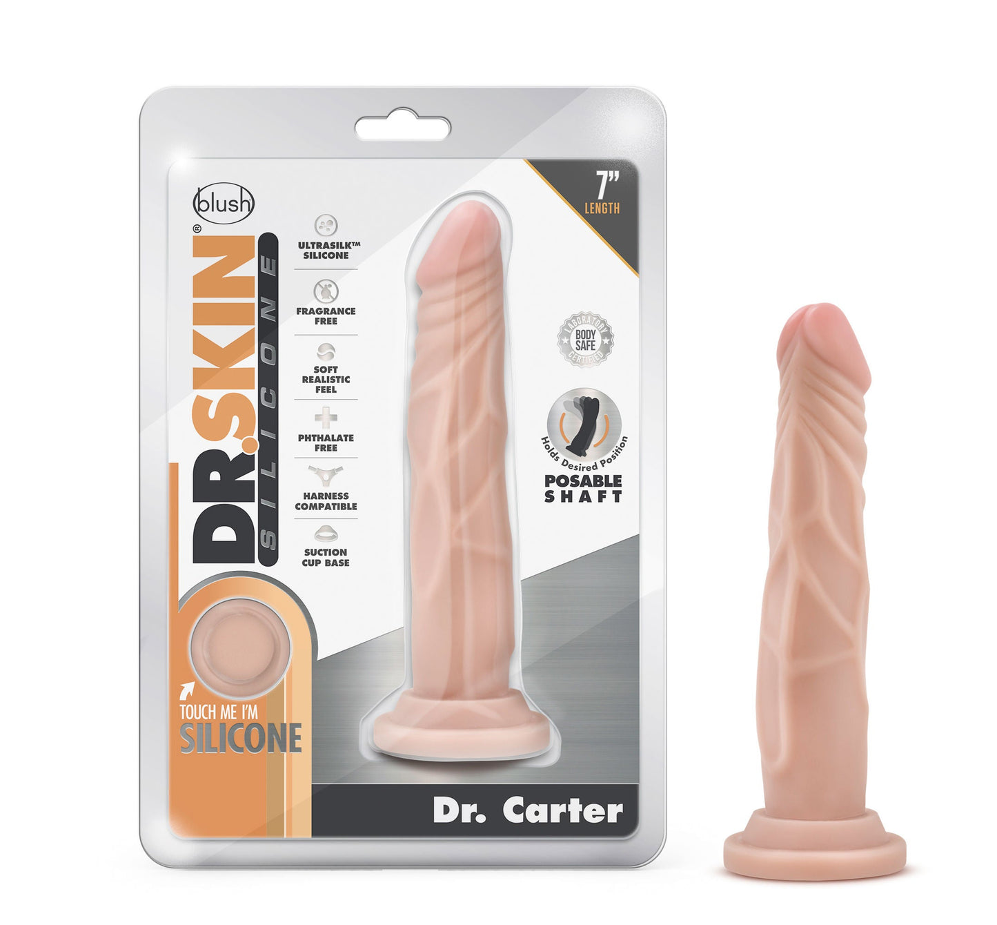 Dr. Skin Silicone Dr. Carter (Vanilla) – 7.5 Inch Suction Cup Dong