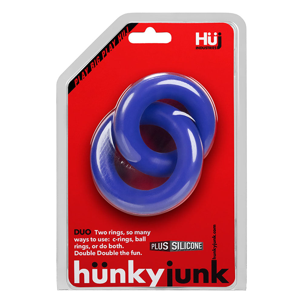 Duo Linked Cock and Ball Rings by Hunkyjunk Cobalt