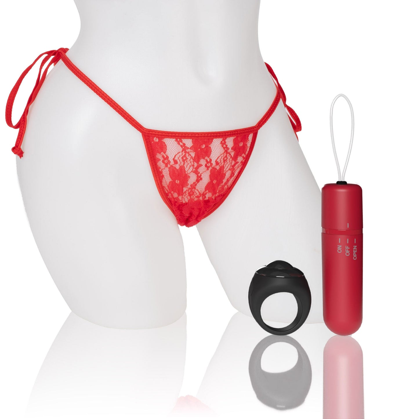 Vibrating Panty Set W/ Remote Ring 4t High Pitch Treble (Red)