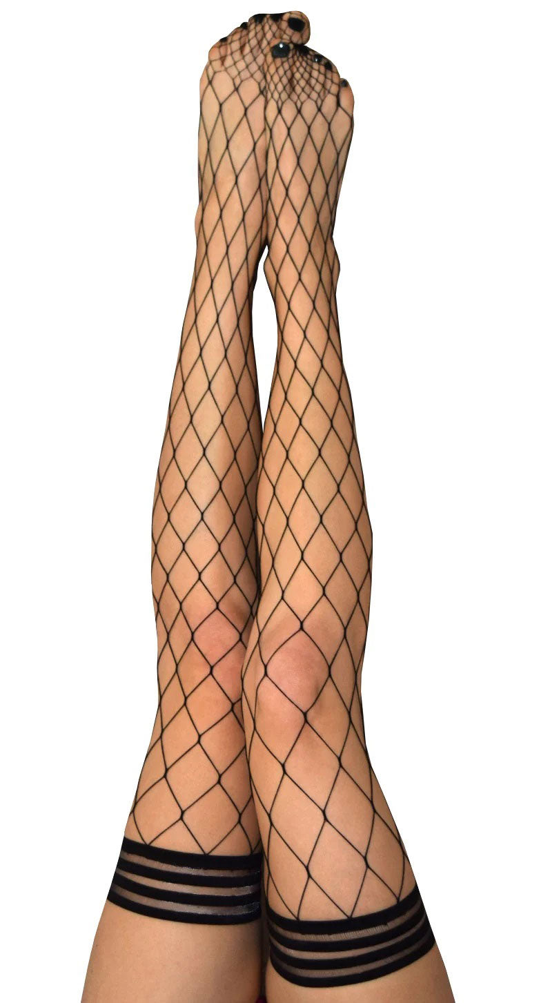 Kixies Michelle Large Diamond Fishnet Thigh Highs Size C