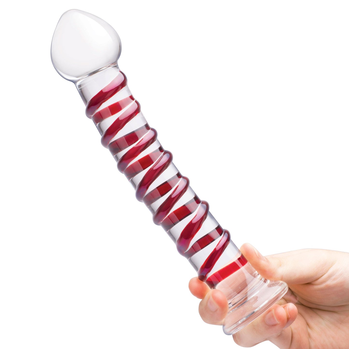 Glas 10 Inch Mr Swirly Red Spiral Handblown Glass Dildo