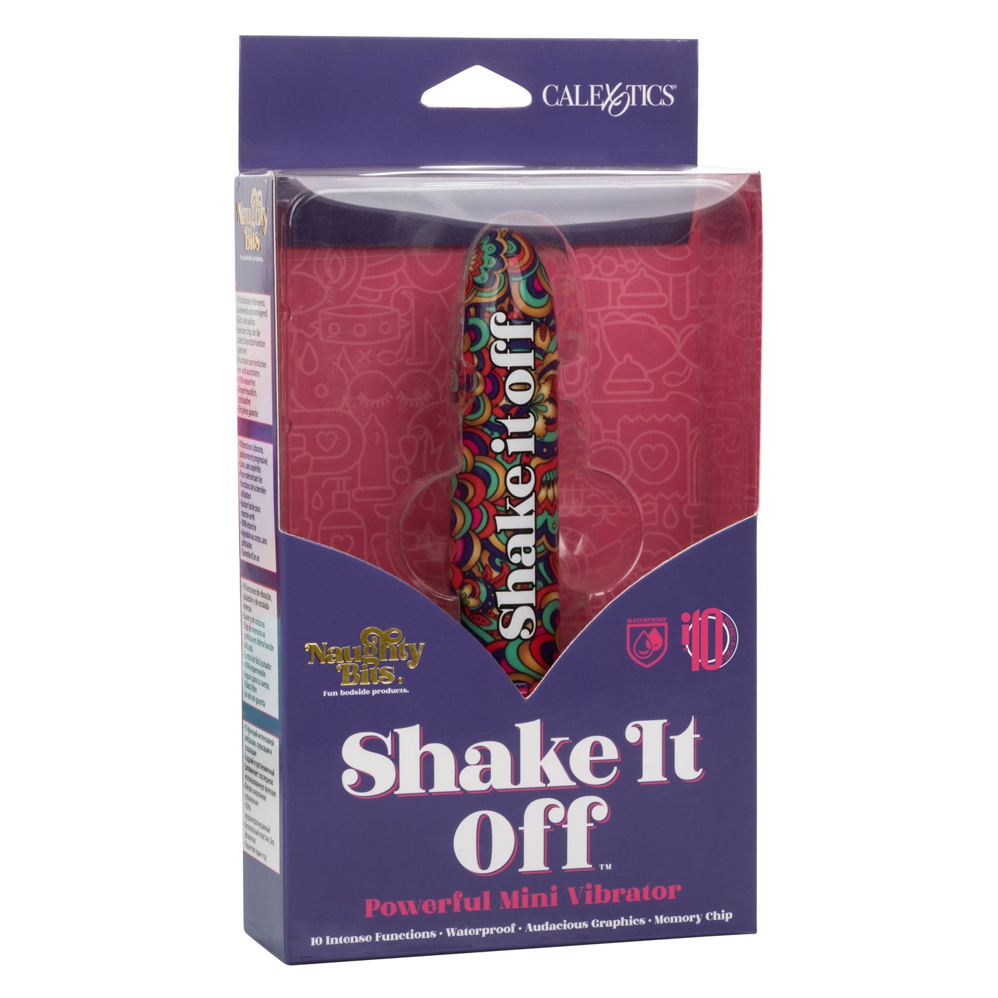 Naughty Bits Shake It Off Powerful Mini Vibrator 4.25 Inch Waterproof Colorful Design