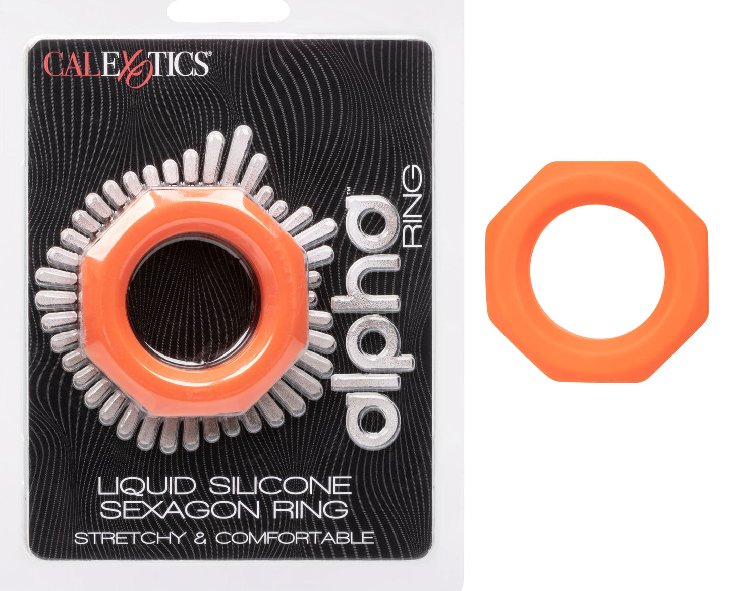 Alpha Liquid Silicone Sexagon Ring Orange Stretchy Comfortable Enhancer