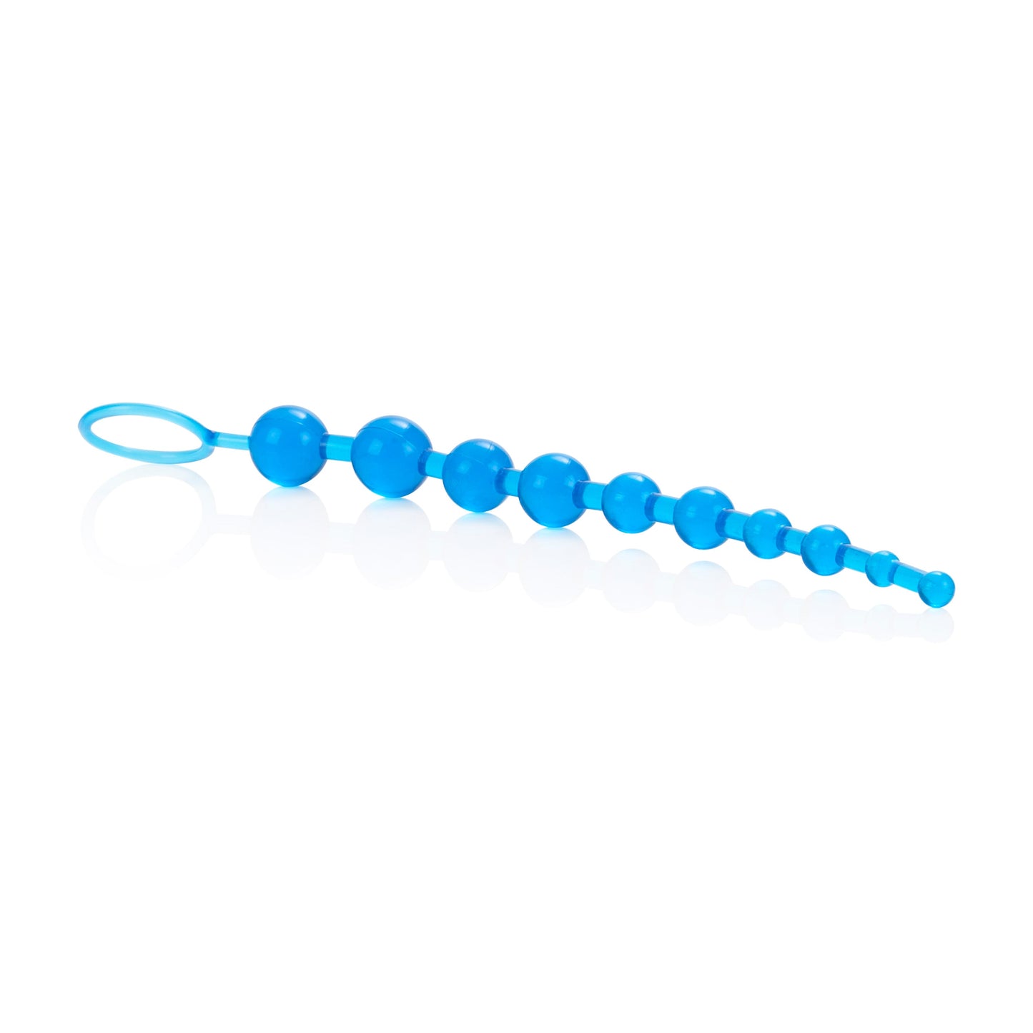 X-10 Blue Graduated Anal Beads with 10 Pliable Jelly Balls and Easy Retrieval Loop