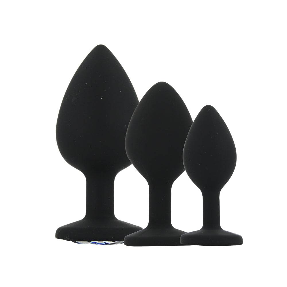 Toosh Silicone Butt Plug Set of 3 Small to Large – Jewelled Base Butt Plug