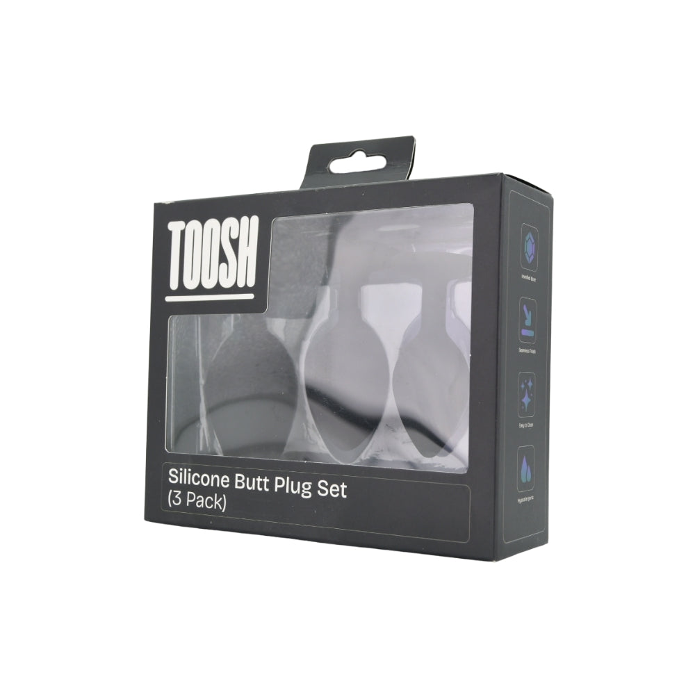 Toosh Silicone Butt Plug Set of 3 Small to Large – Jewelled Base Butt Plug