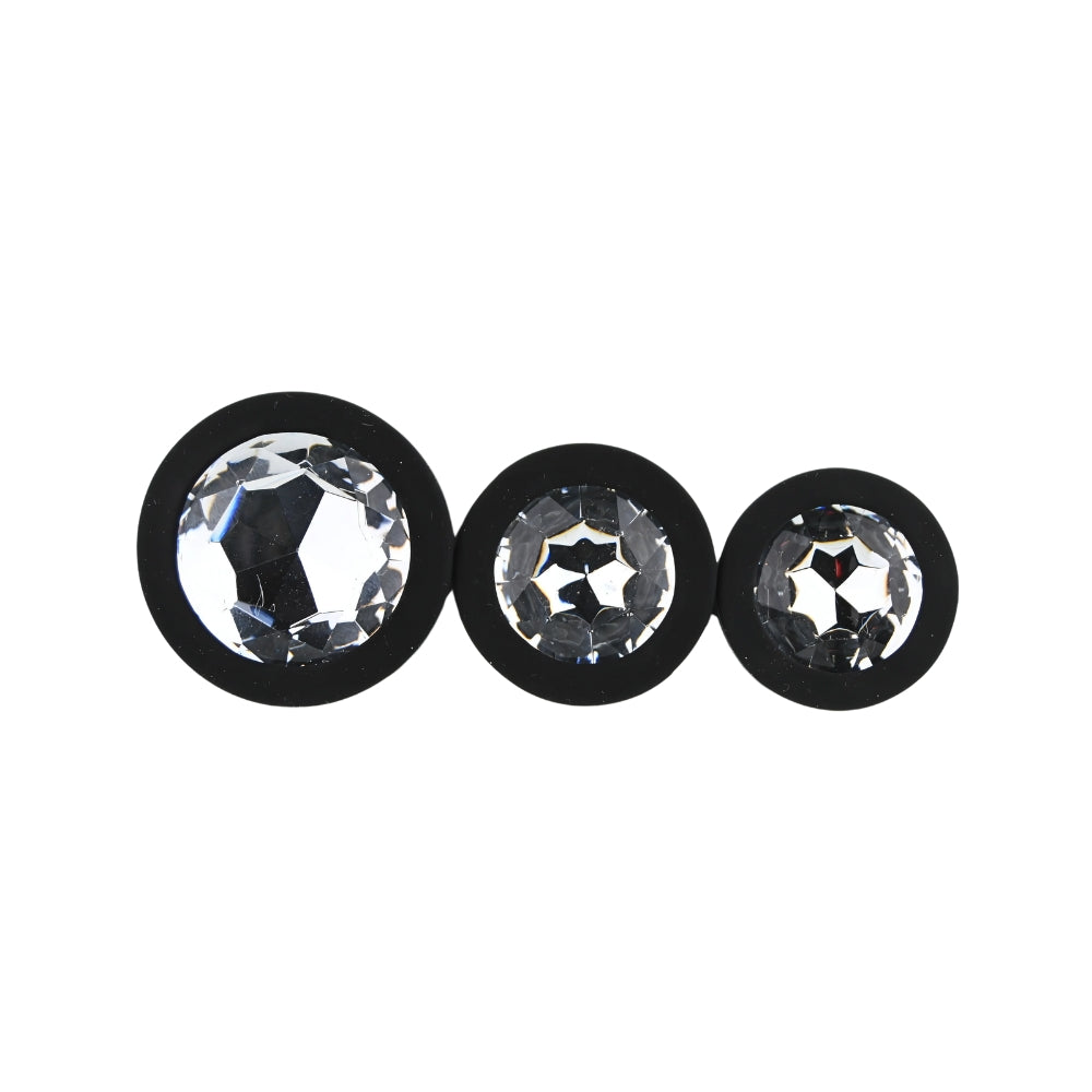 Toosh Silicone Butt Plug Set of 3 Small to Large – Jewelled Base Butt Plug