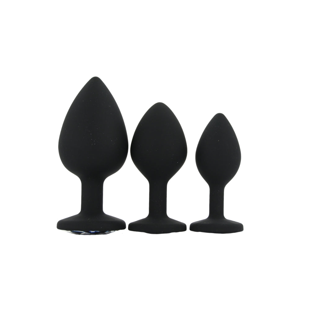 Toosh Silicone Butt Plug Set of 3 Small to Large – Jewelled Base Butt Plug