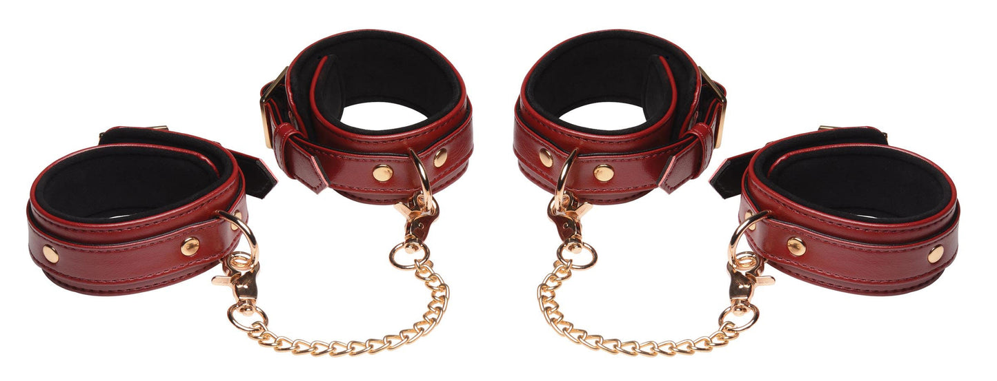 6 Piece Bondage Set – Vegan PU Leather Restraints and Cuffs Kit