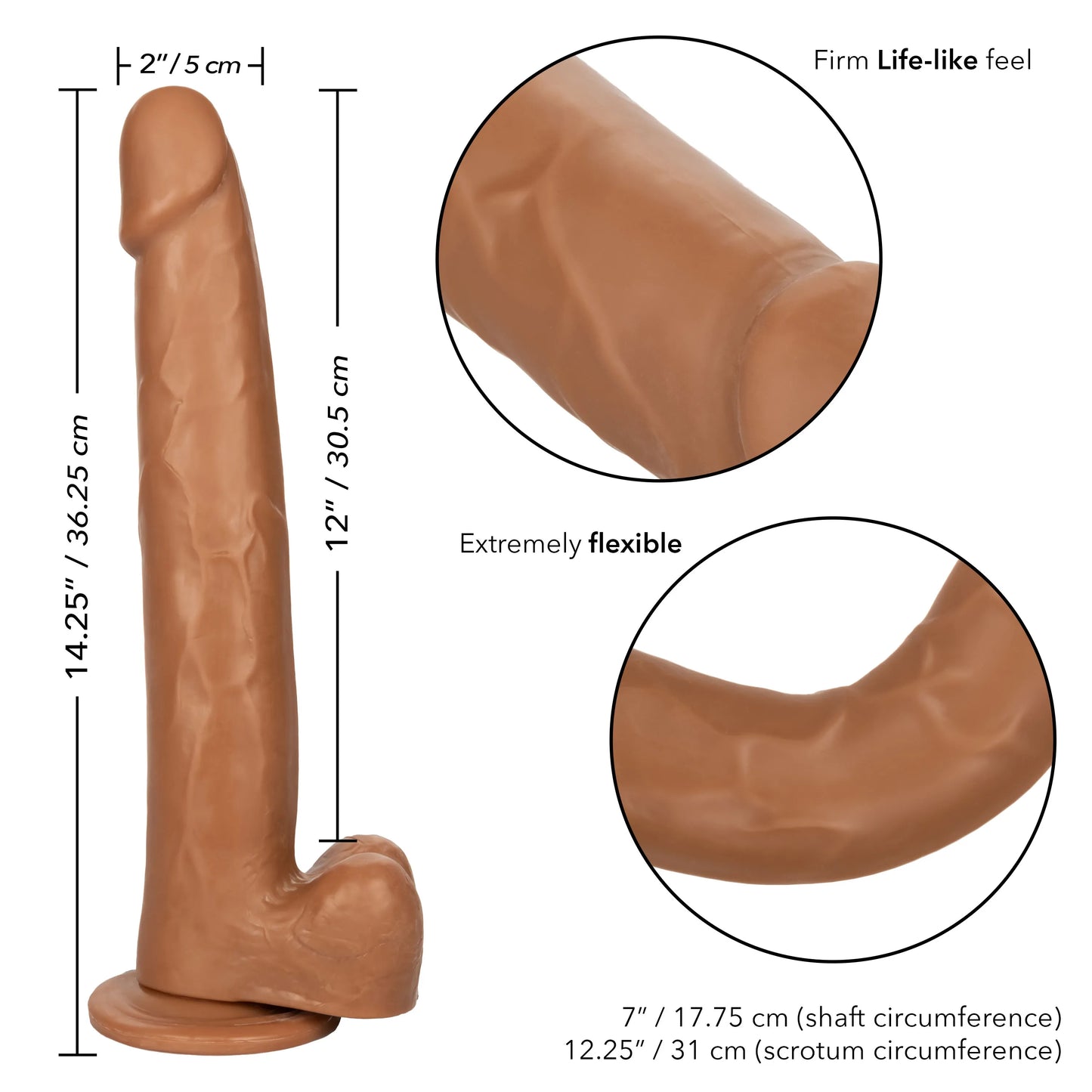 Size Queen 12 Inch Realistic Dildo – Firm 30.5 Cm Dildo