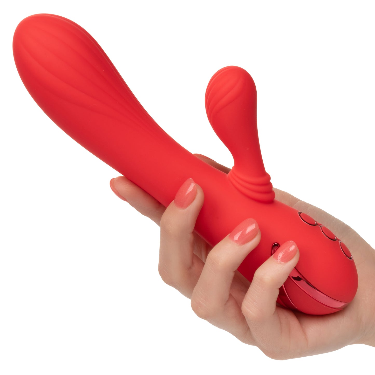 California Dreaming Palisades Passion Red Silicone Heated Massager with Swinging Teaser and Triple Motor Vibrations