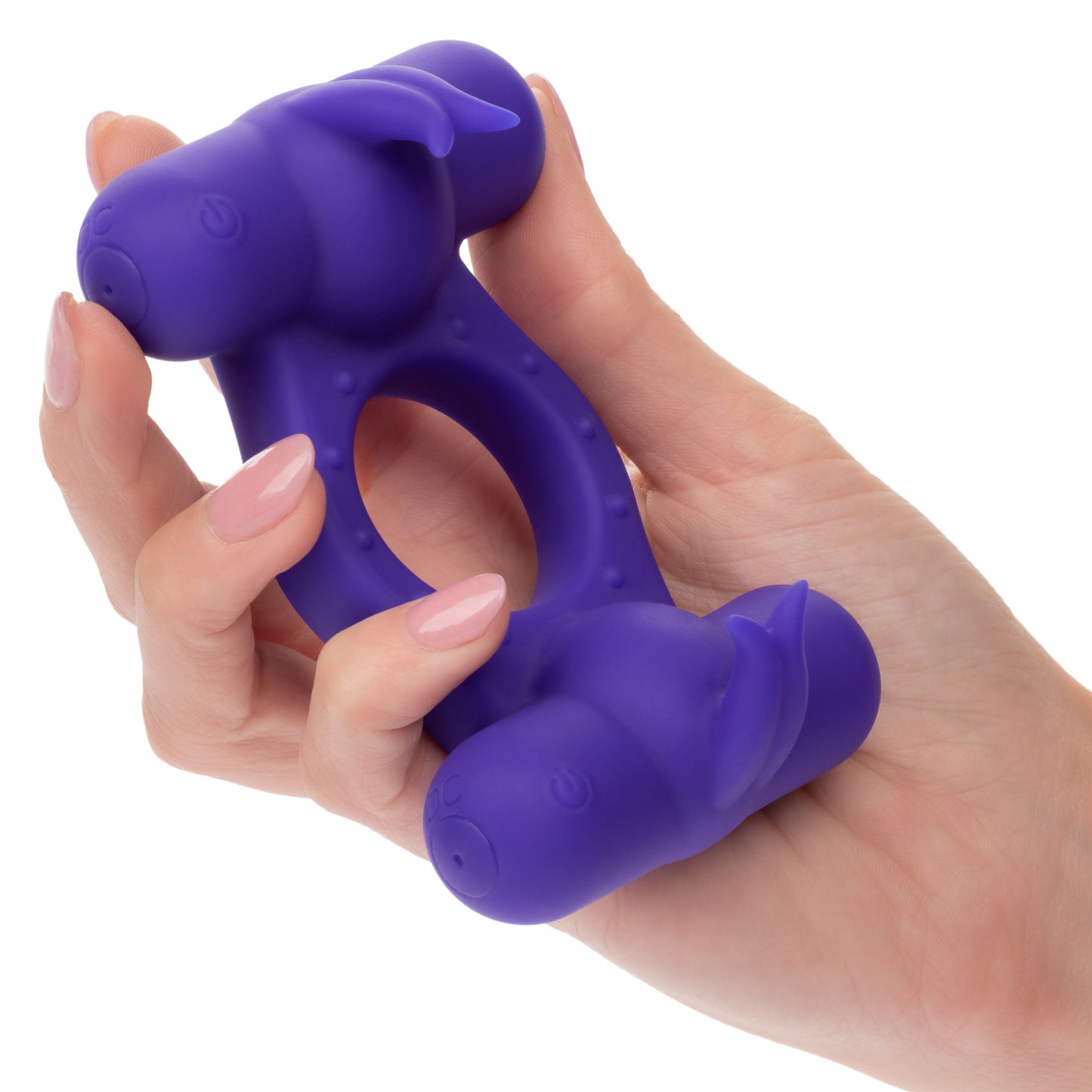 Silicone Triple Orgasm Enhancer in Purple with 12 Vibration Functions and Dual Independent Motors