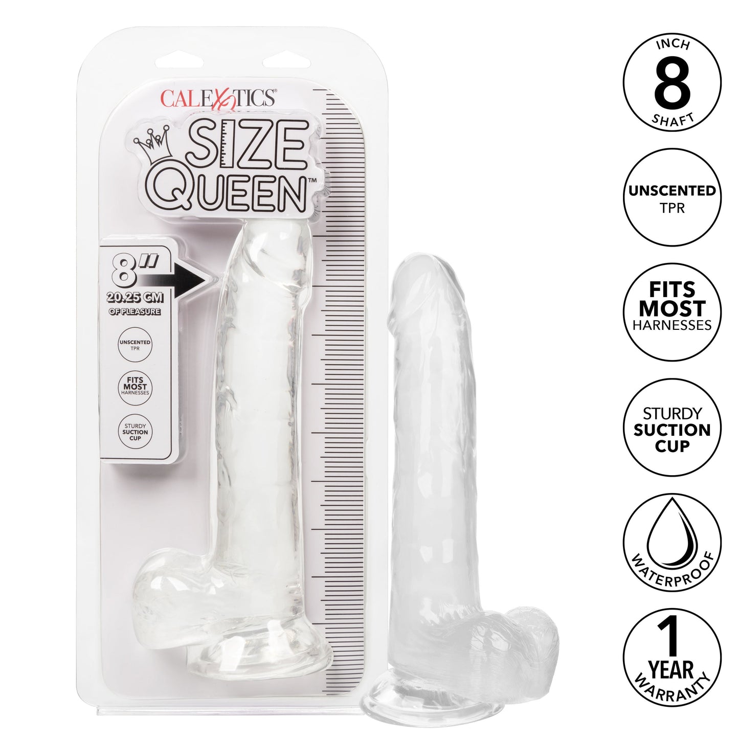 Size Queen 8 Inch Realistic Dong in Ivory
