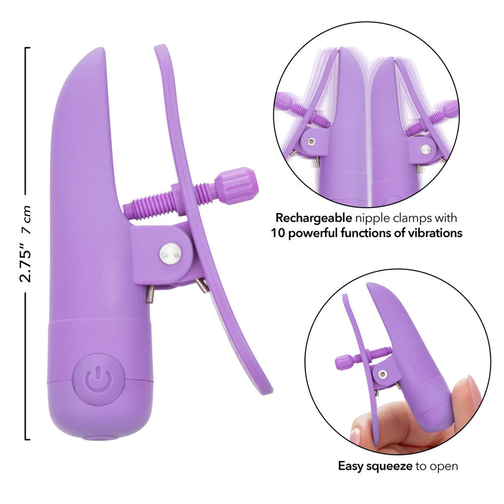 Nipple Play Nipplettes (Purple) – Waterproof Rechargeable 2.75 Inch Nipple Clamps